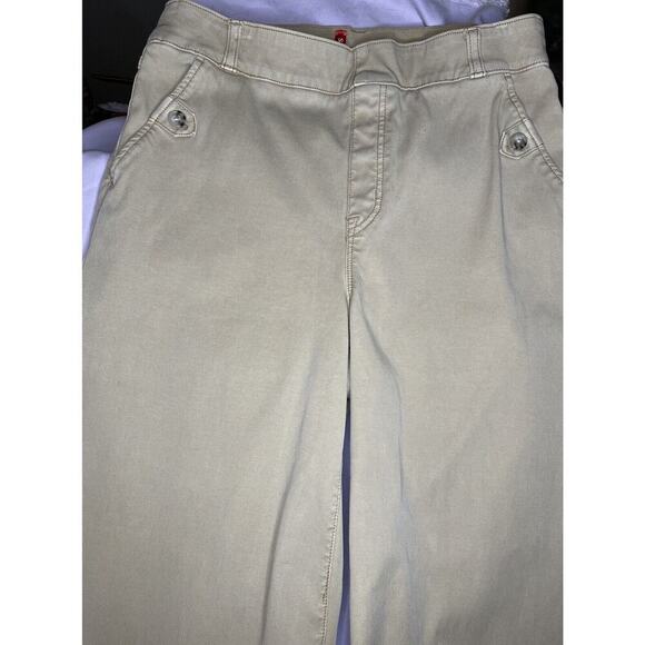 Spanx Women's High Rise Cropped Wide Leg Twill Pull-On Bone/Cream Pants Sz LG - Picture 1 of 5